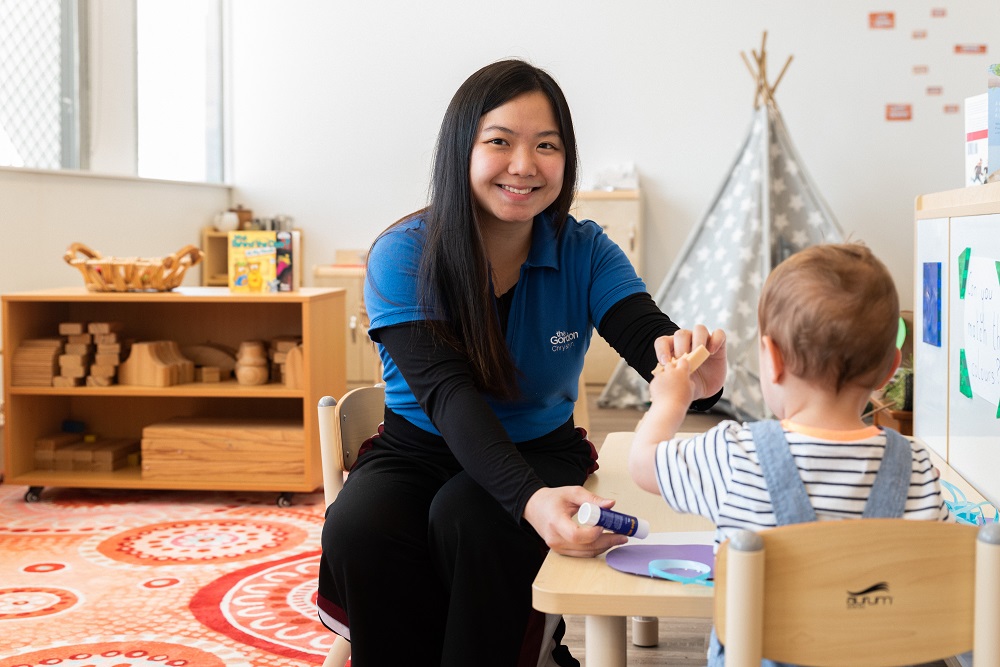 image of international student in a child care enviroment.