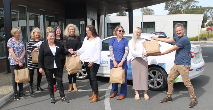 Bellarine Health workers receive meals prepared by The Gordon's cookery students